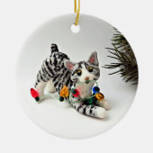 Bobtail Cat Gray Tabby Holiday Ornament (Voorkant)