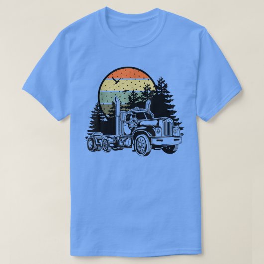 Bobtail Semi Truck Forest Retro Sunset T-shirt (Design voorkant)