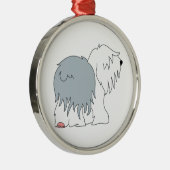 Bobtail Sheepdog Metalen Ornament (Rechts)