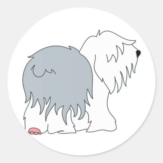 Bobtail Sheepdog Ronde Sticker (Voorkant)