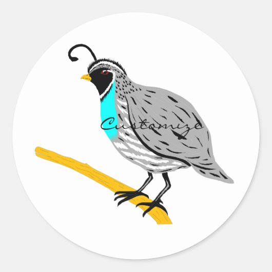 Bobwhite Blue-throated Quail Thunder_Cove Ronde Sticker (Voorkant)