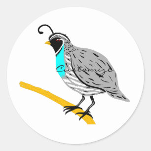 Bobwhite Blue-throated Quail Thunder_Cove Ronde Sticker