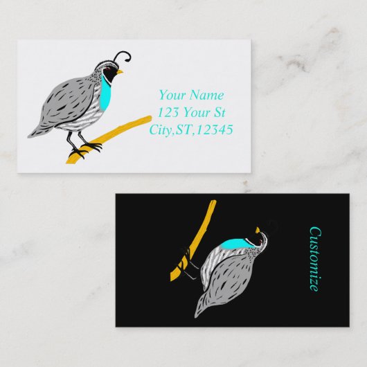 Bobwhite Blue-throated Quail Thunder_Cove Visitekaartje (Voorkant / Achterkant)