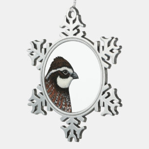 Bobwhite Kwartalkop Tin Sneeuwvlok Ornament
