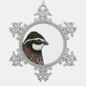Bobwhite Kwartalkop Tin Sneeuwvlok Ornament (Voorkant)