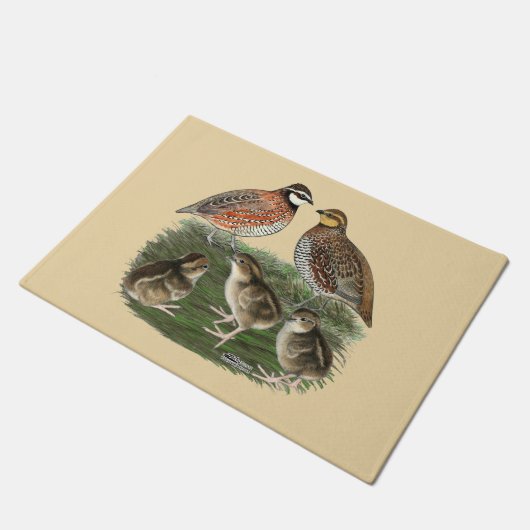 Bobwhite Kwartelfamilie Deurmat (Schuin)