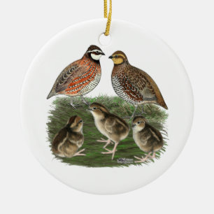 Bobwhite Kwartelfamilie Keramisch Ornament