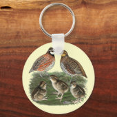 Bobwhite Kwartelfamilie Sleutelhanger (Voorkant)