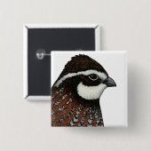 Bobwhite Kwartelskop Vierkante Button 5,1 Cm (Voorkant /achterkant)