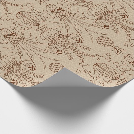 Bobwhite Quail Damask Sepia Cadeaupapier (Hoek)