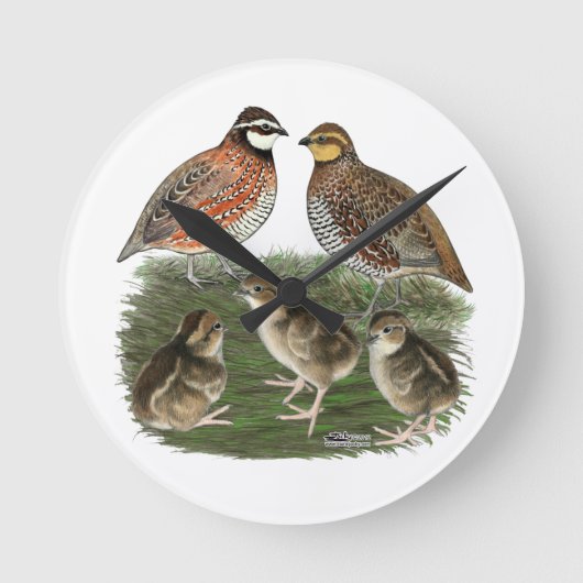 Bobwhite Quail familie Ronde Klok (Voorkant)
