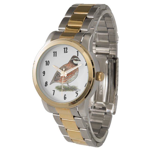 Bobwhite Quail Rooster Horloge (Gekanteld)