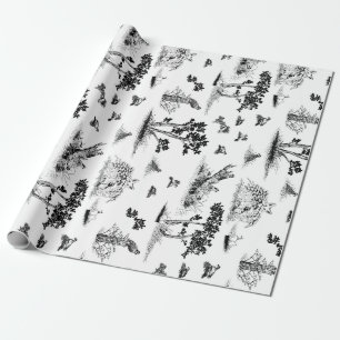 Bobwhite Quail Toile De Jouy Black en White Cadeaupapier