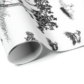 Bobwhite Quail Toile De Jouy Black en White Cadeaupapier (Rol Hoek)