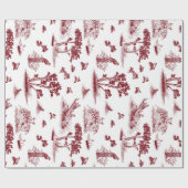Bobwhite Quail Toile De Jouy Cranberry and White Cadeaupapier (Vlak)