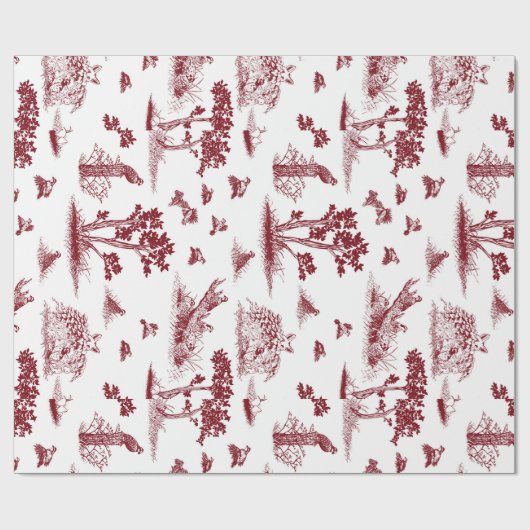 Bobwhite Quail Toile De Jouy Cranberry and White Cadeaupapier (Vlak)
