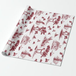 Bobwhite Quail Toile De Jouy Cranberry and White Cadeaupapier