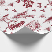 Bobwhite Quail Toile De Jouy Cranberry and White Cadeaupapier (Hoek)