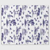 Bobwhite Quail Toile de Jouy Navy and White Cadeaupapier (Vlak)