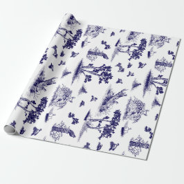 Bobwhite Quail Toile de Jouy Navy and White Cadeaupapier