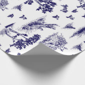 Bobwhite Quail Toile de Jouy Navy and White Cadeaupapier (Hoek)
