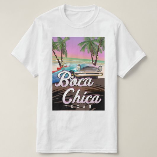 Boca Chica Texas poster op vakantie T-shirt (Design voorkant)