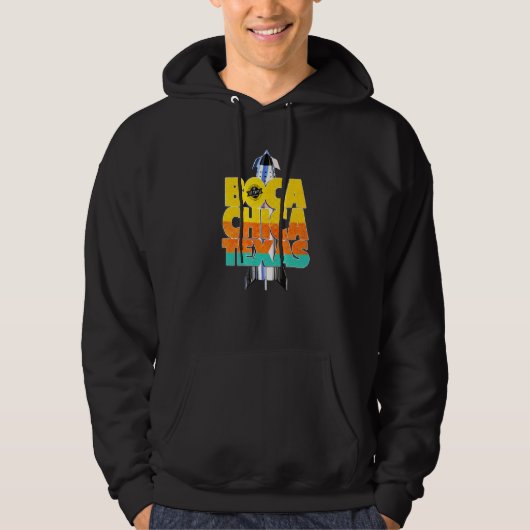 Boca Chica Texas Starship Cool Retro Space Rocket Hoodie (Voorkant)