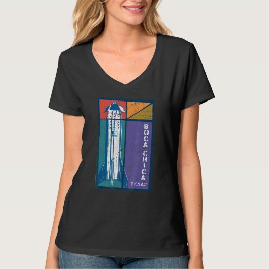 Boca Chica Texas Starship Cool Retro T-shirt (Voorkant)