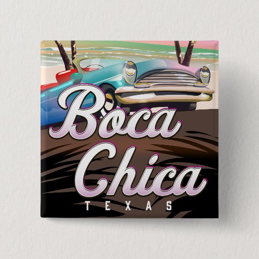 Boca Chica Texas vakantieposter Vierkante Button 5,1 Cm (Voorkant)