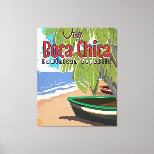 Boca Chica vintage reisposter Canvas Afdruk (Voorkant)