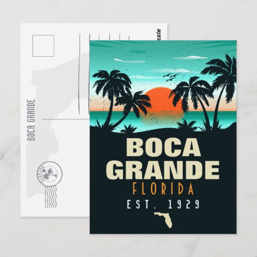 Boca Grande Florida Retro Sunset Souvenirs 60s Briefkaart (Voorkant / Achterkant)