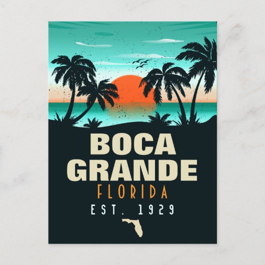 Boca Grande Florida Retro Sunset Souvenirs 60s Briefkaart (Voorkant)