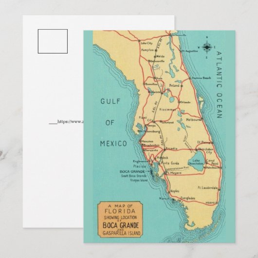 Boca Grande Useppa Florida 5x7 kaart (Voorkant / Achterkant)