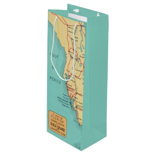 Boca Grande Useppa Island Kaart Wijn Cadeautas (Voorkant Gekanteld)