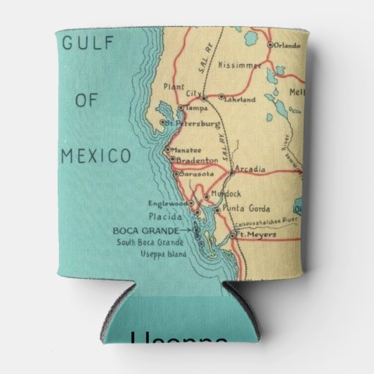 Boca Grande. Useppa Map Koelbox Blikjeskoeler (Voorkant)