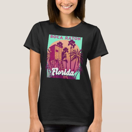 Boca Raton FL  retro oceanische scène T-shirt (Voorkant)