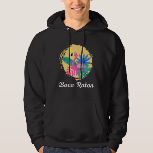 Boca Raton Florida Beach Tropical  Flamingo Hoodie (Voorkant)