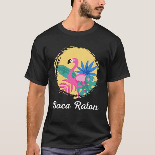 Boca Raton Florida Beach Tropical  Flamingo T-shirt (Voorkant)