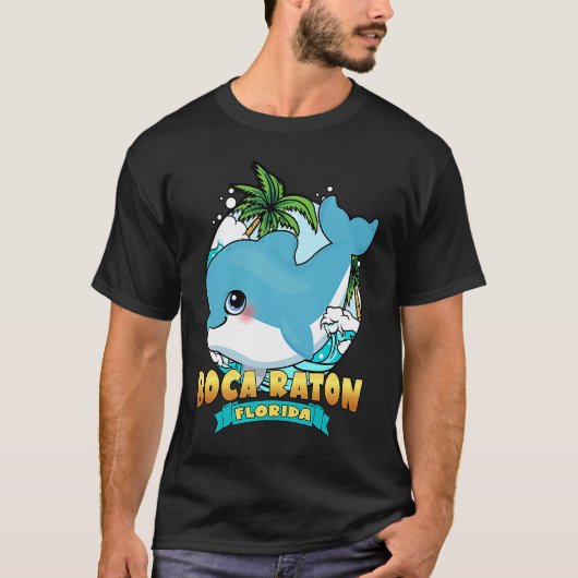 BOCA RATON FLORIDA Cute Baby Dolphin Beach Souveni T-shirt (Voorkant)