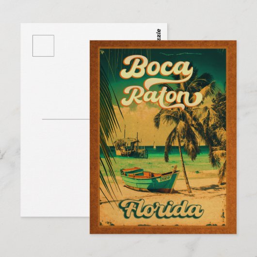 Boca Raton Florida Palm Tree Beach  FL Briefkaart (Voorkant / Achterkant)