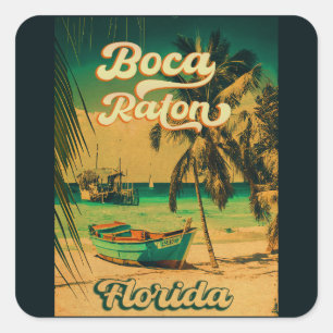 Boca Raton Florida Palm Tree Beach  FL Vierkante Sticker