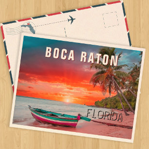 Boca Raton Florida Palm Tree Beach Vintage jaren 6 Briefkaart