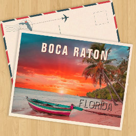 Boca Raton Florida Palm Tree Beach Vintage jaren 6 Briefkaart