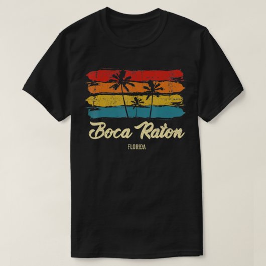Boca Raton Florida Palm Trees FL Retro T-shirt (Design voorkant)