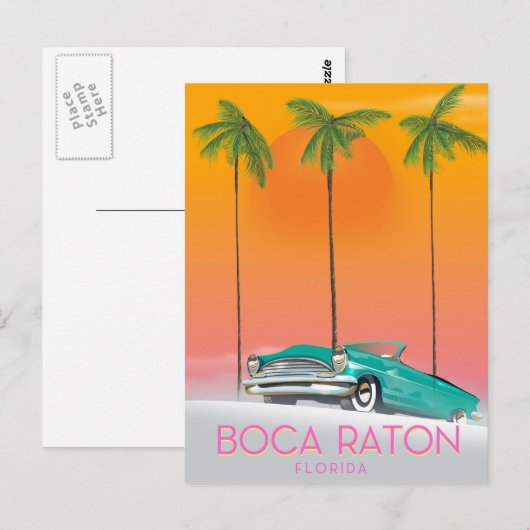 Boca Raton Florida reisposter. Briefkaart (Voorkant / Achterkant)