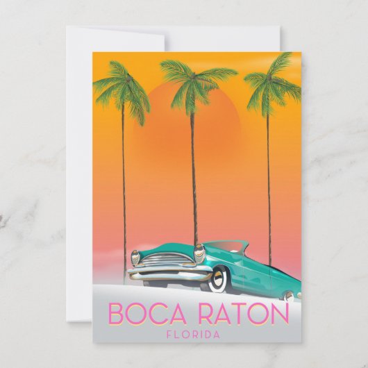 Boca Raton Florida reisposter. Kaart (Achterkant)