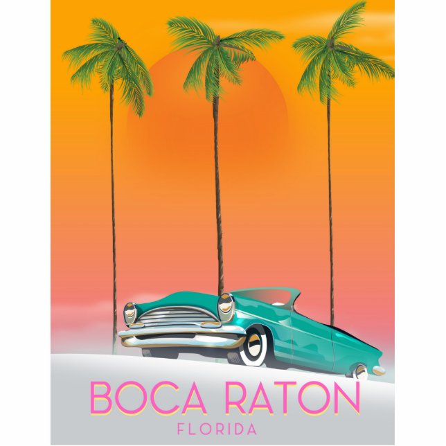 Boca Raton Florida reisposter. Staand Fotobeeldje (Voorkant)