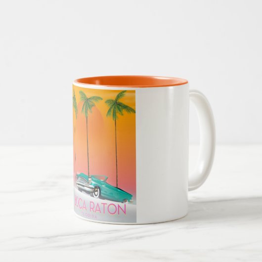 Boca Raton Florida reisposter. Tweekleurige Koffiemok (Voorkant rechts)