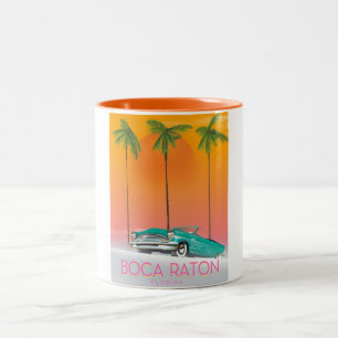 Boca Raton Florida reisposter. Tweekleurige Koffiemok
