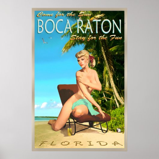 Boca Raton Florida Retro Reisposter Speld U Poster (Voorkant)